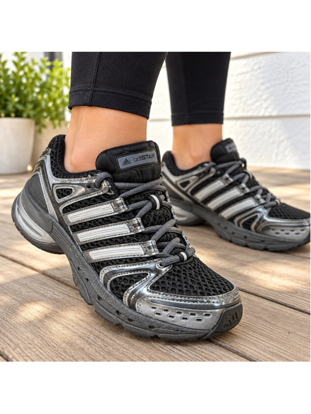 adidas Adistar Control 5 W IH1801 Black Silver Sneakers Women’s 7 NIB